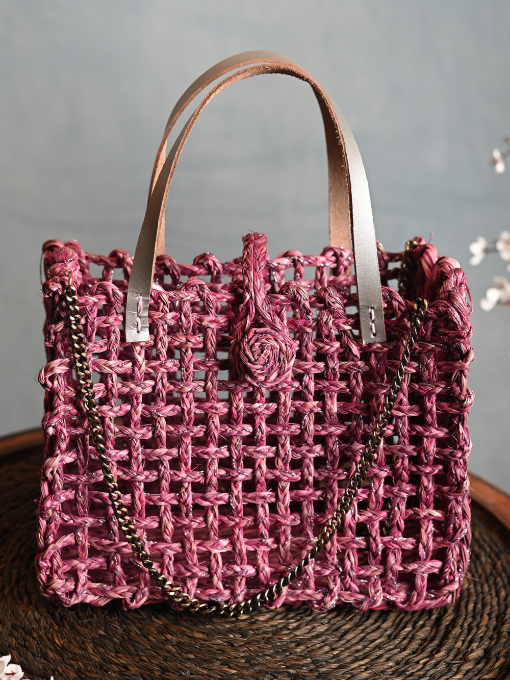 Tote Bag with Metal Chain